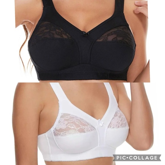 PlusForm Instant Shaping Cotton Comfort Floral Lace Wireless Bra Bundle Of 2 - Picture 1 of 16